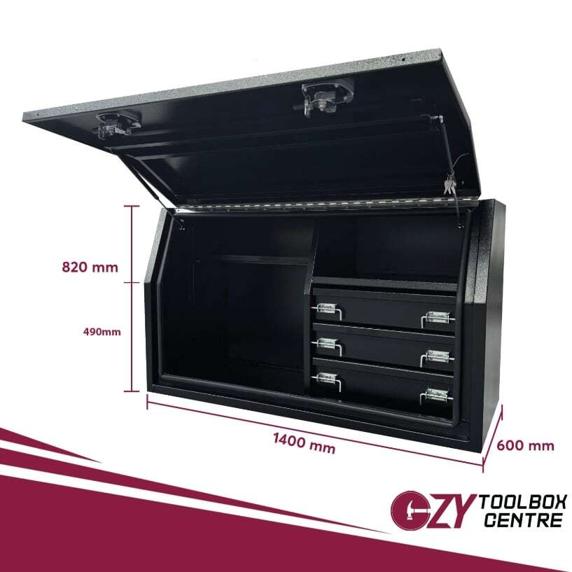 Built-in Drawers 1400mm x 600mm x 820mm Black OZY-1468FD-3B