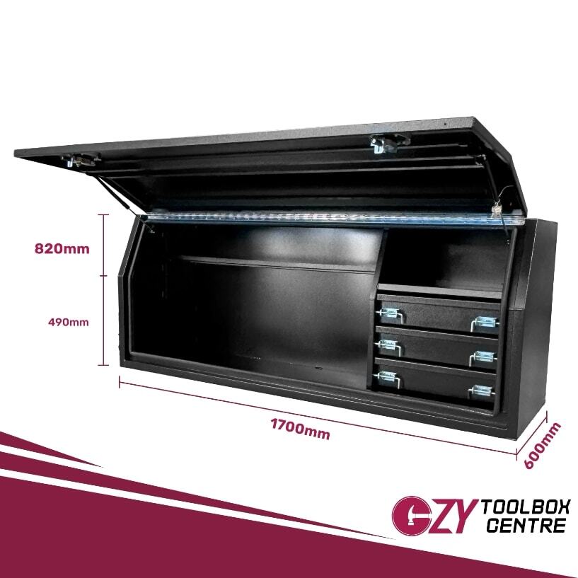 Built-in Drawers 1700mm x 600mm x 820mm Black OZY-1768FD-3B