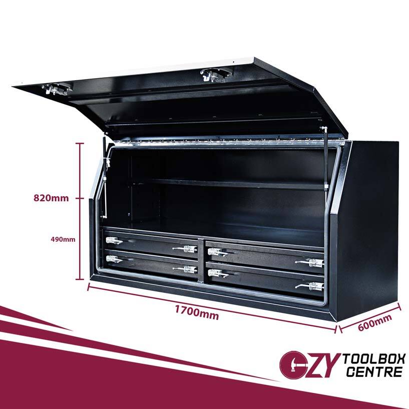 Built-in Drawers 1700mm x 600mm x 820mm Black OZY-1768FD-4B