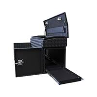 Aluminium Trailer Caravan Toolbox With Generator, Webber BBQ Slide OTC-1457B-Q Black - QLD Warehouse