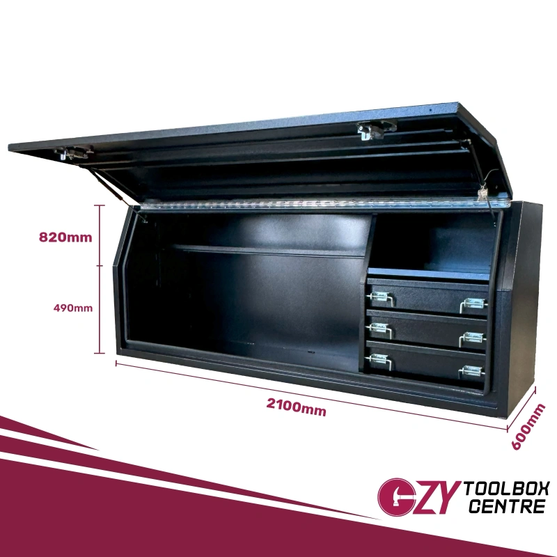 Full Lid 2100mm x 600mm x 820mm Black OZY-2168FD-3B