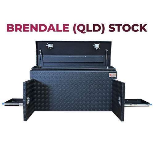 Aluminium Trailer Caravan Toolbox With Generator, Webber BBQ Slide OTC-1457B-Q Black - QLD Warehouse